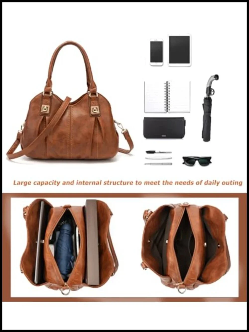PU Leather Retro Tote Handbag Set - 4-in-1 with Crossbody, Clutch & Wallet